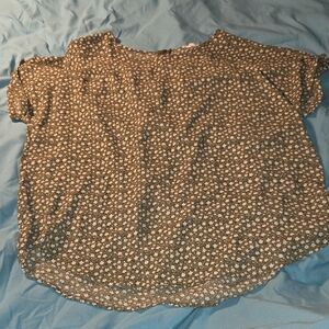 Maurices Olive Green Floral Short Sleeve Blouse